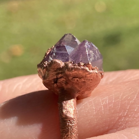 Amethyst Point Cluster Ring Electroformed sz 7 - Picture 4 of 15